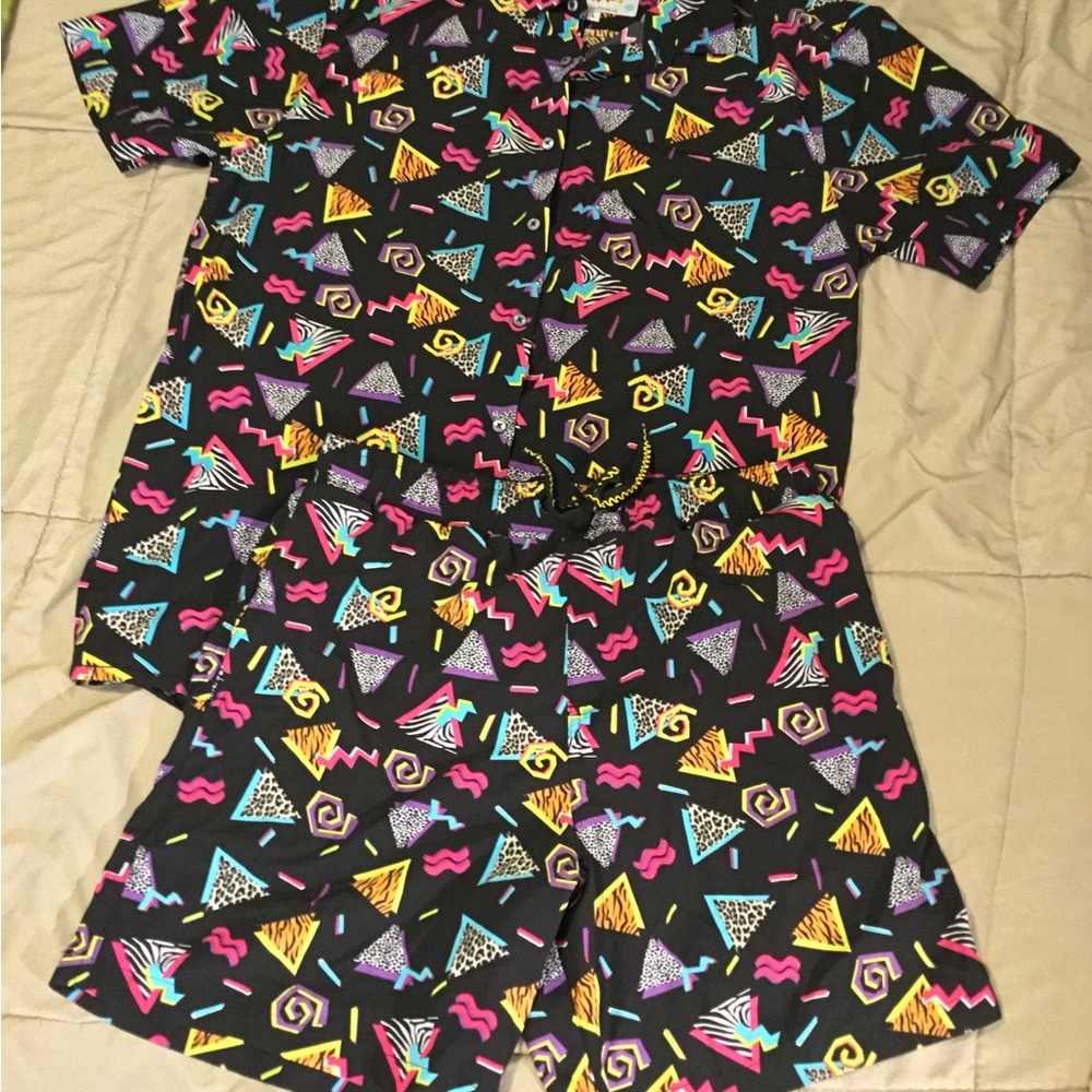 Surf Society Men's Casual Multicolor Shirt and Shorts Set